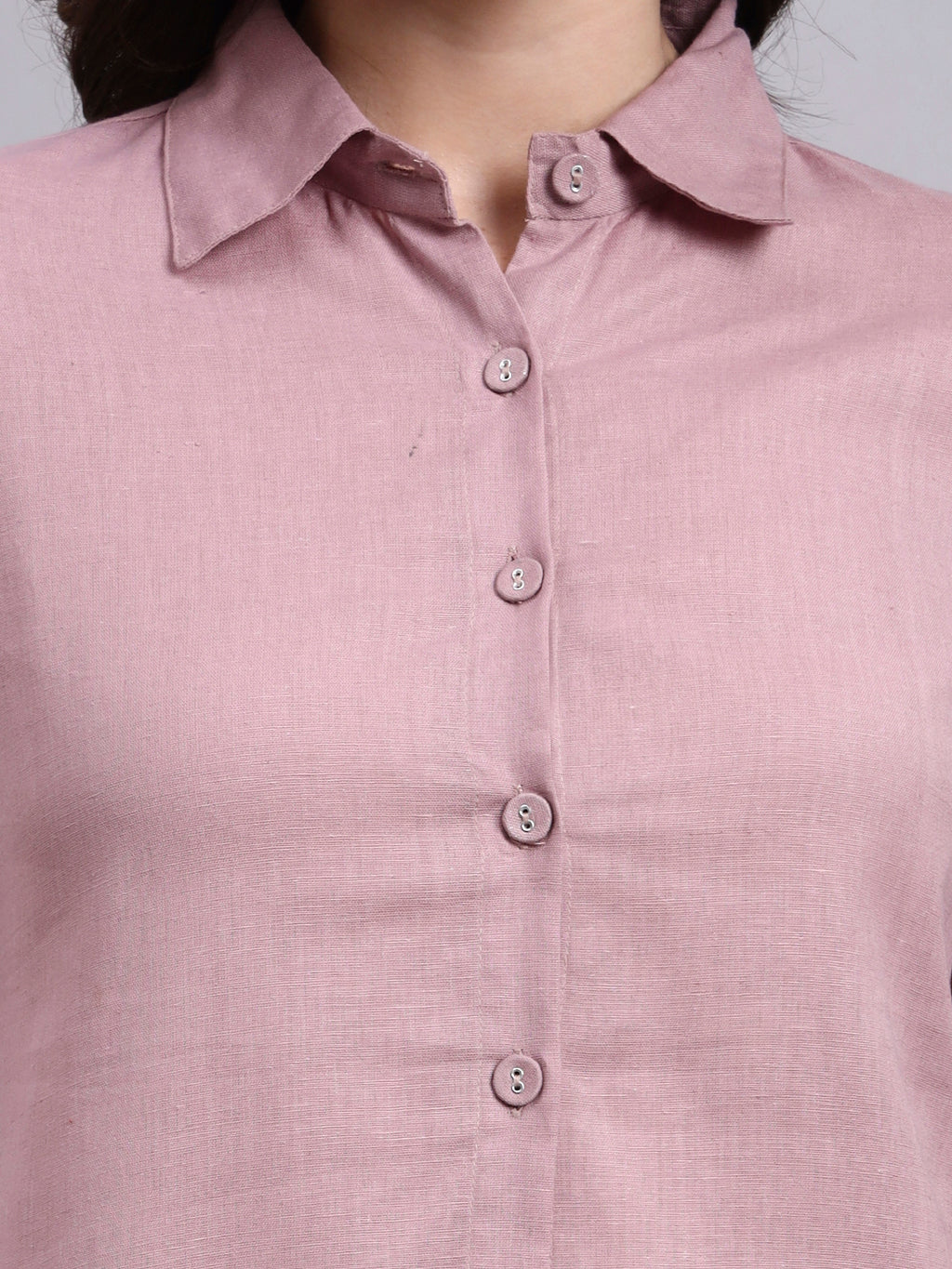 Women Peach Plain Cotton Shirt & Pant set