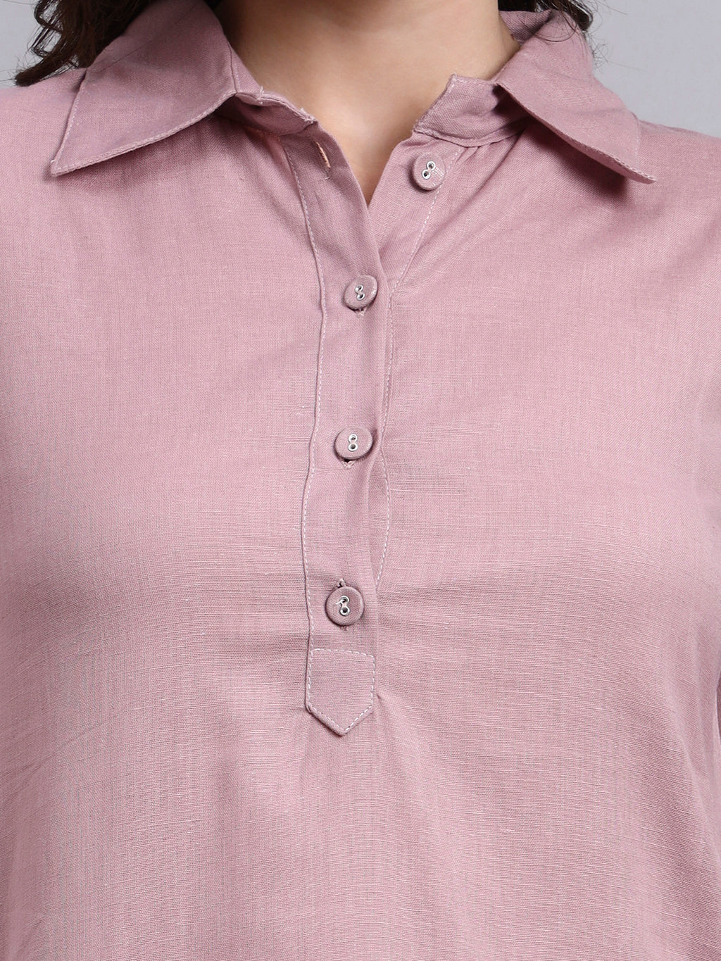 Women Peach Plain Cotton flex Kurta pant set