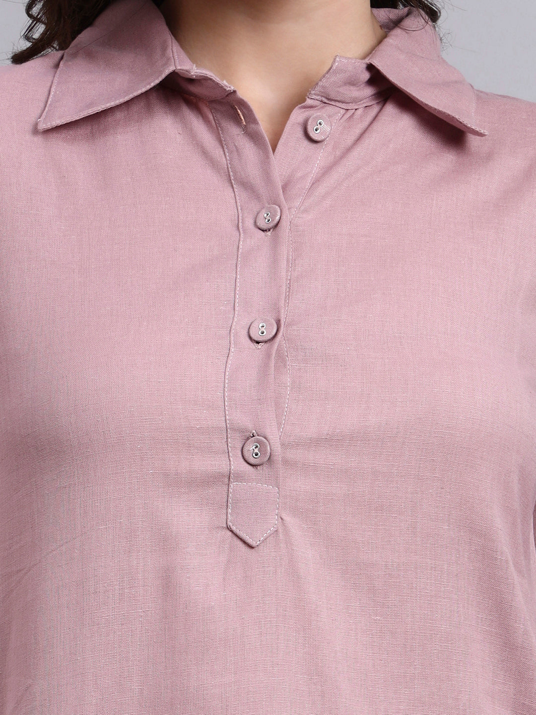 Women Peach Plain Cotton flex Kurta pant set