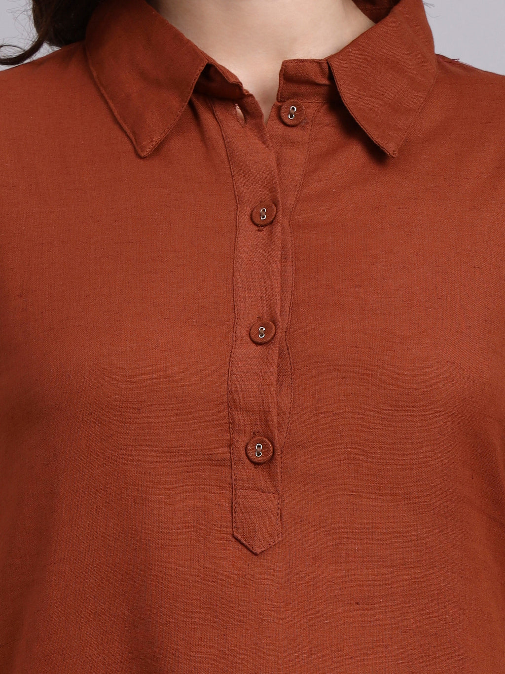 Women Brown Plain Cotton lurex Kurta pant set