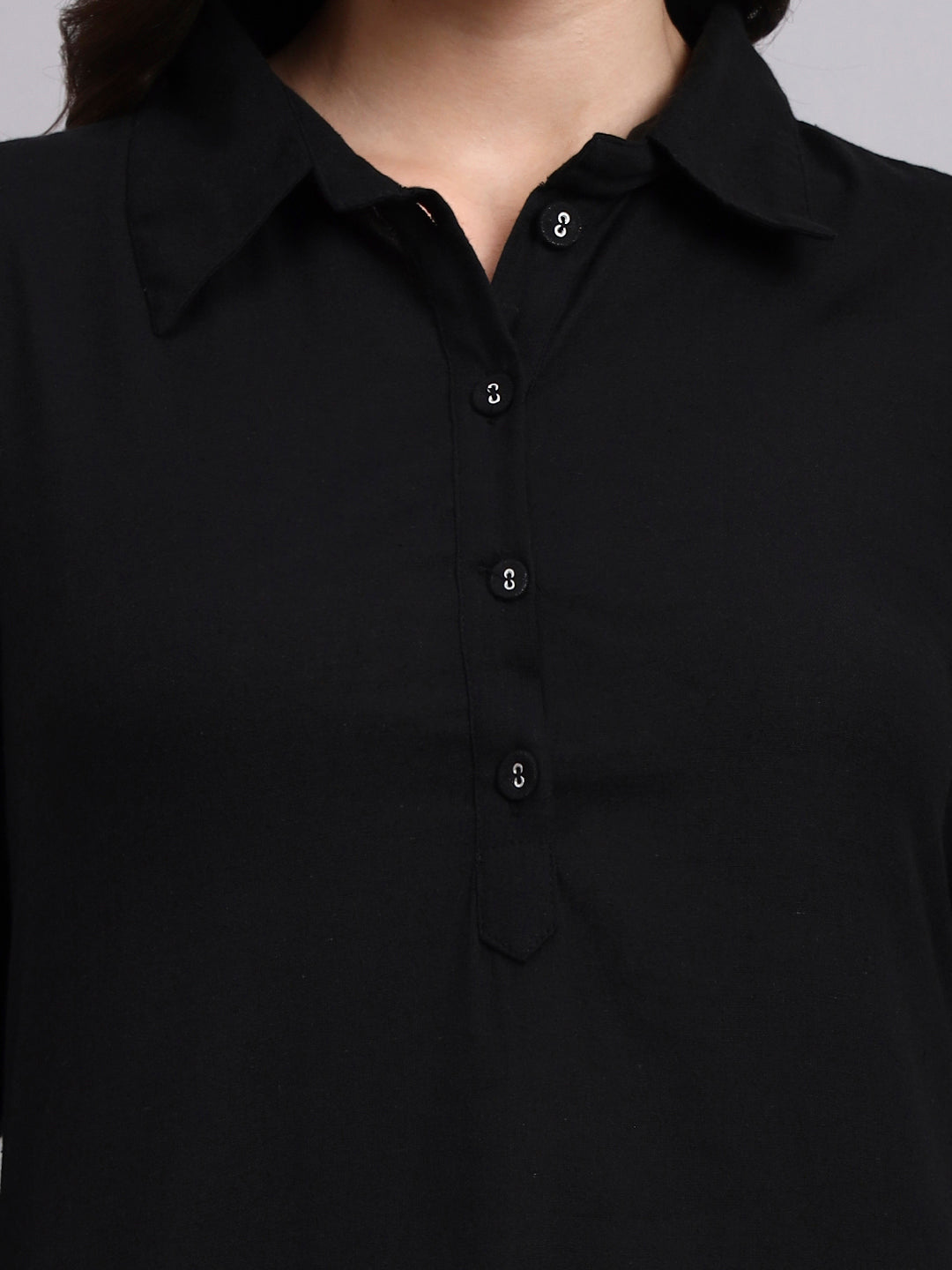 Women Black Plain Rayon Kurta & Dhoti Pants