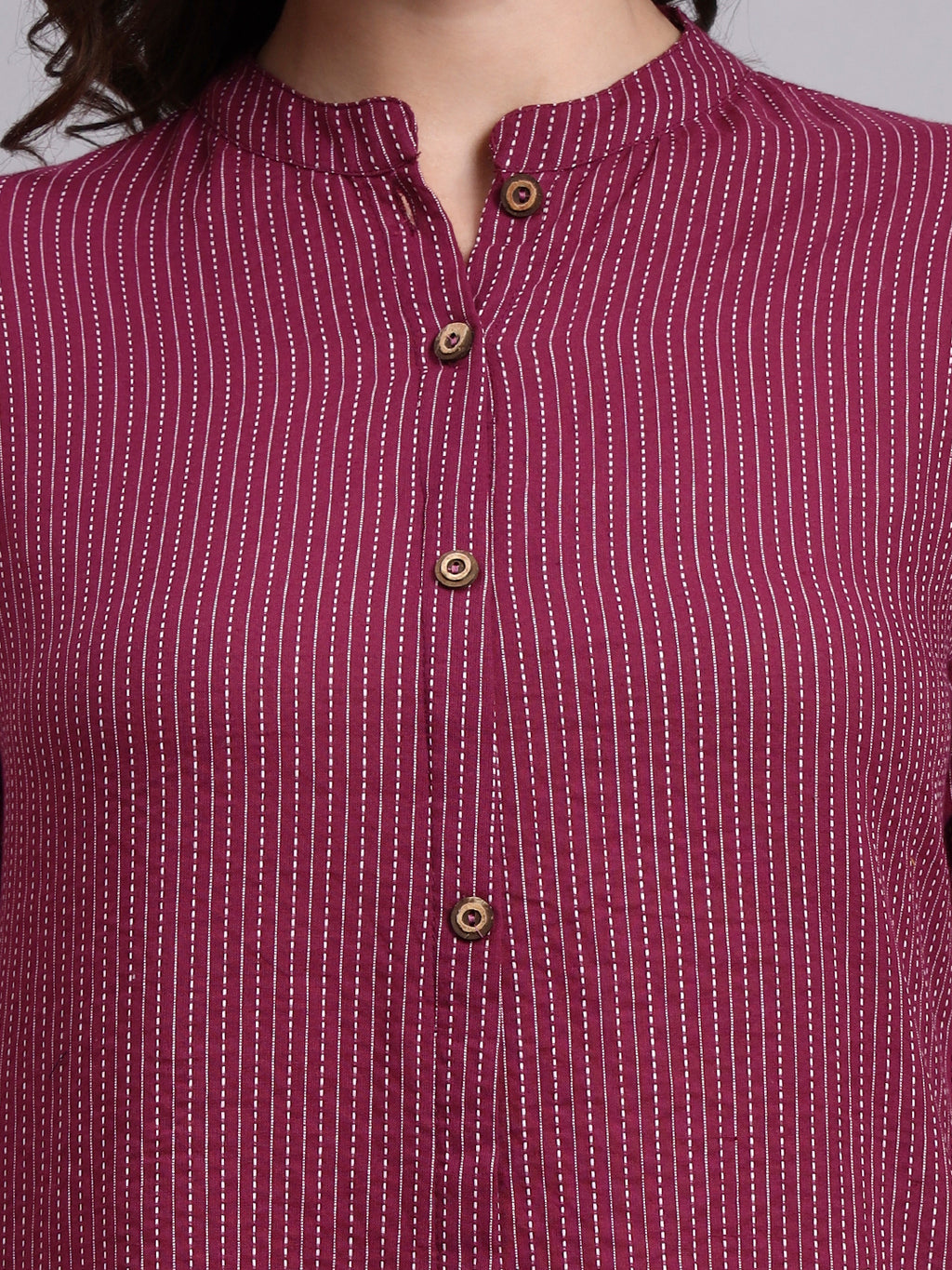 Women Purple Plain Cotton katha Kurta pant set