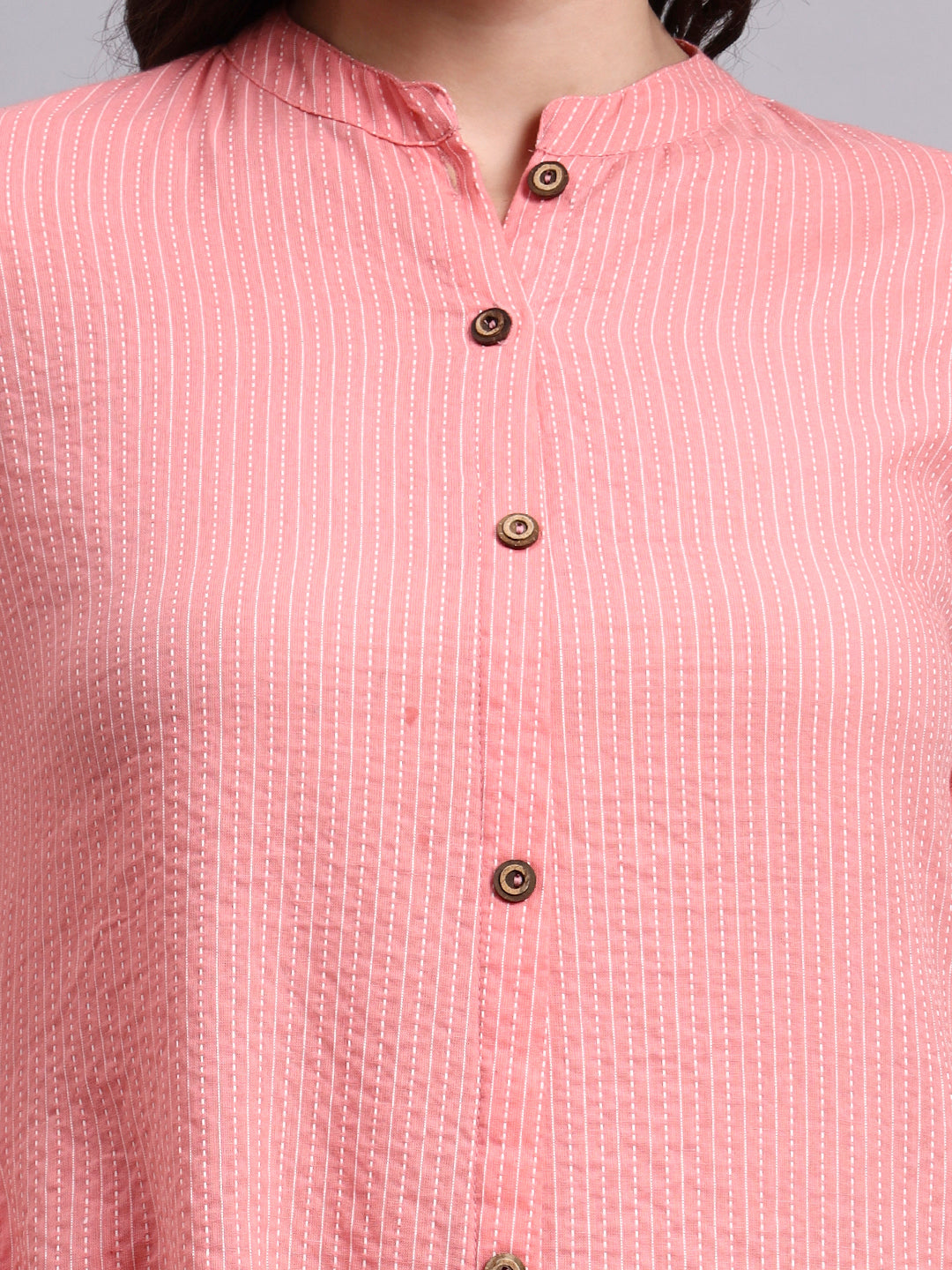Women Pink Plain Cotton katha Kurta pant set