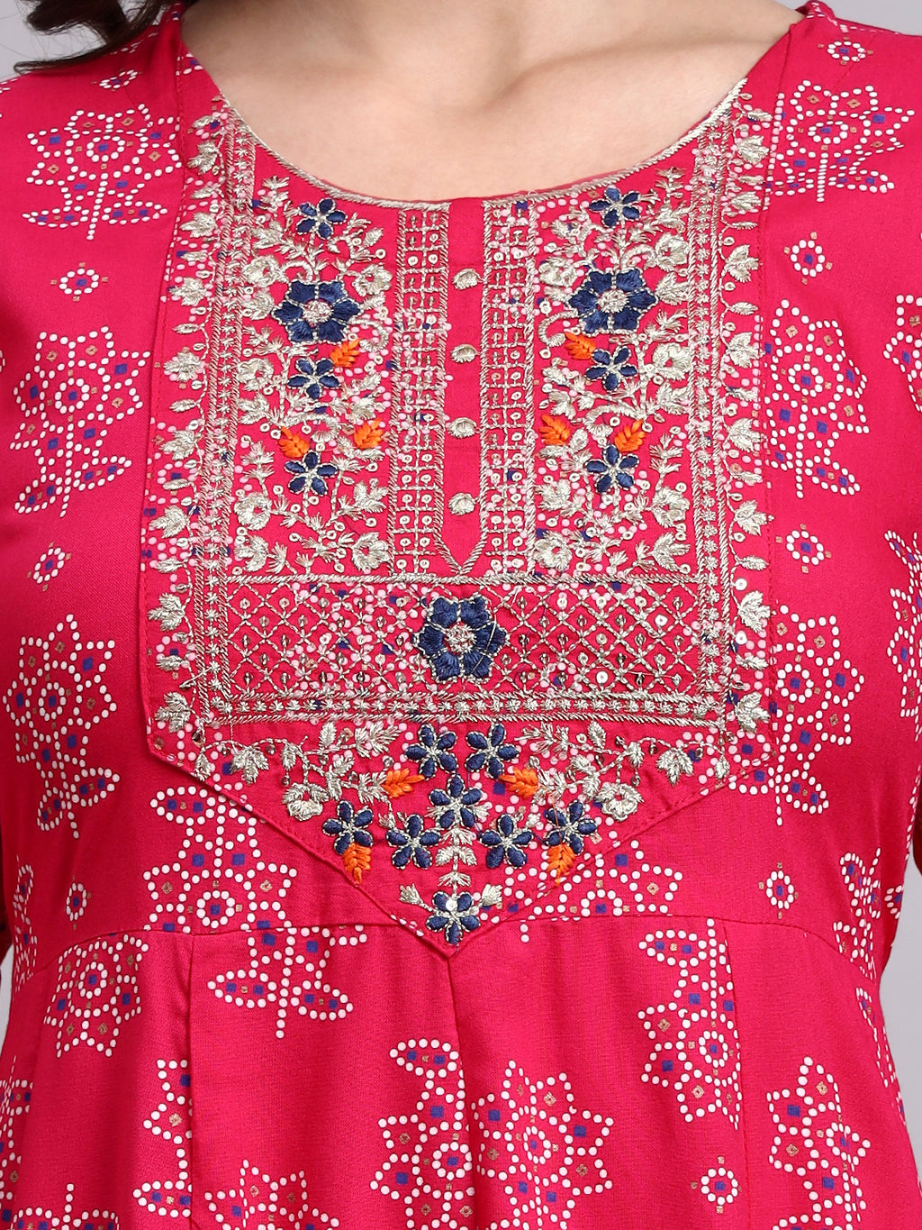 Women Pink Printed Cotton lurex kurta pant dupatta set