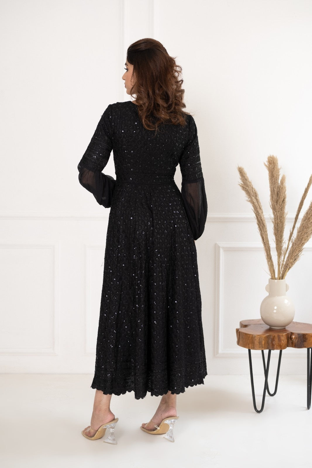 Black Rayon Chikankari Dress
