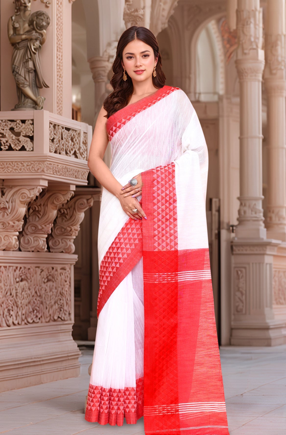 Cotton Pink  saree with Running Blouse